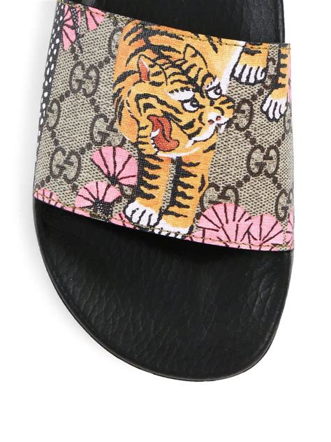 gucci pursuit gg tiger slides